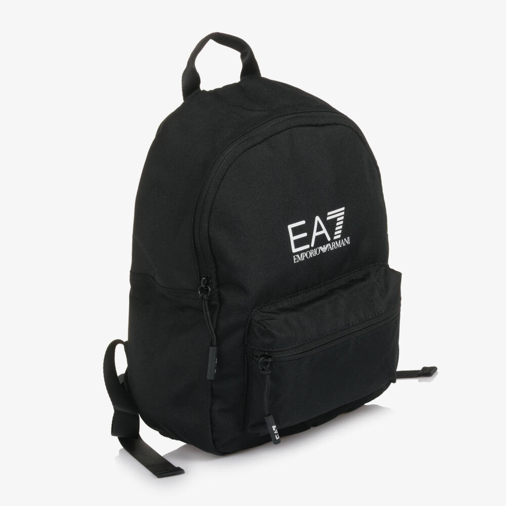 EA7 Emporio Armani-حقيبة ظهر كانفاس بشعار لون أسود (34 سم) | Childrensalon
