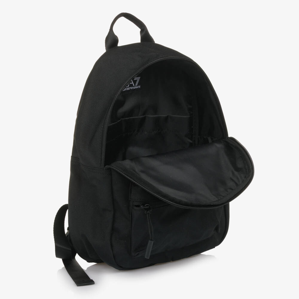 EA7 Emporio Armani-حقيبة ظهر كانفاس بشعار لون أسود (34 سم) | Childrensalon