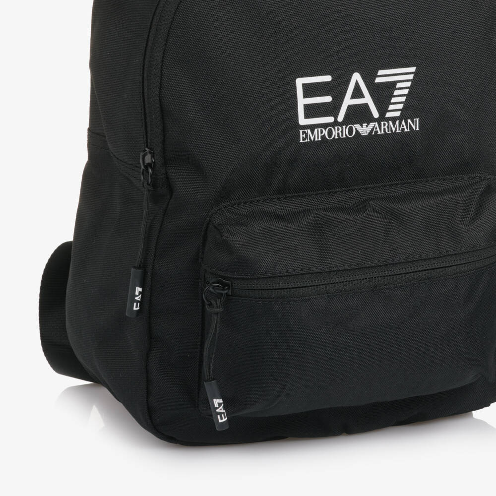 EA7 Emporio Armani-حقيبة ظهر كانفاس بشعار لون أسود (34 سم) | Childrensalon