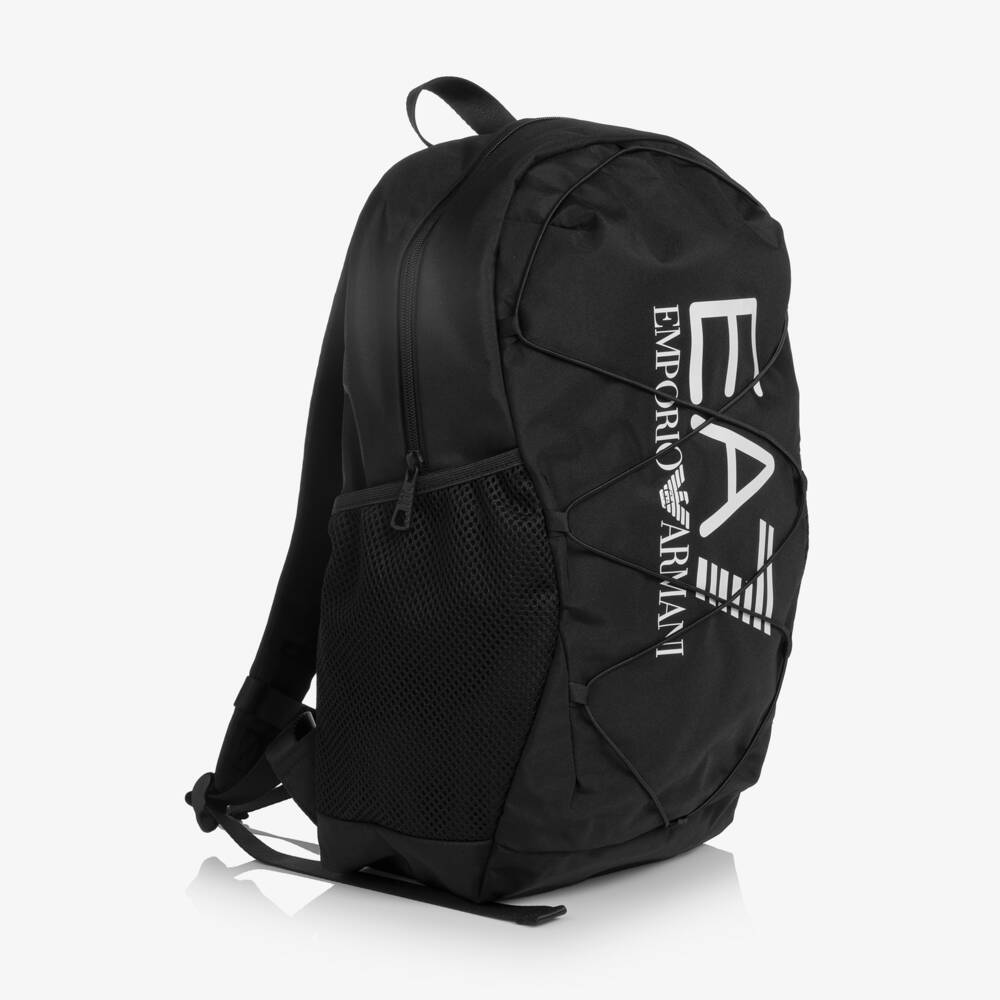 EA7 Emporio Armani-Black Large EA7 Logo Backpack (44cm) | Childrensalon