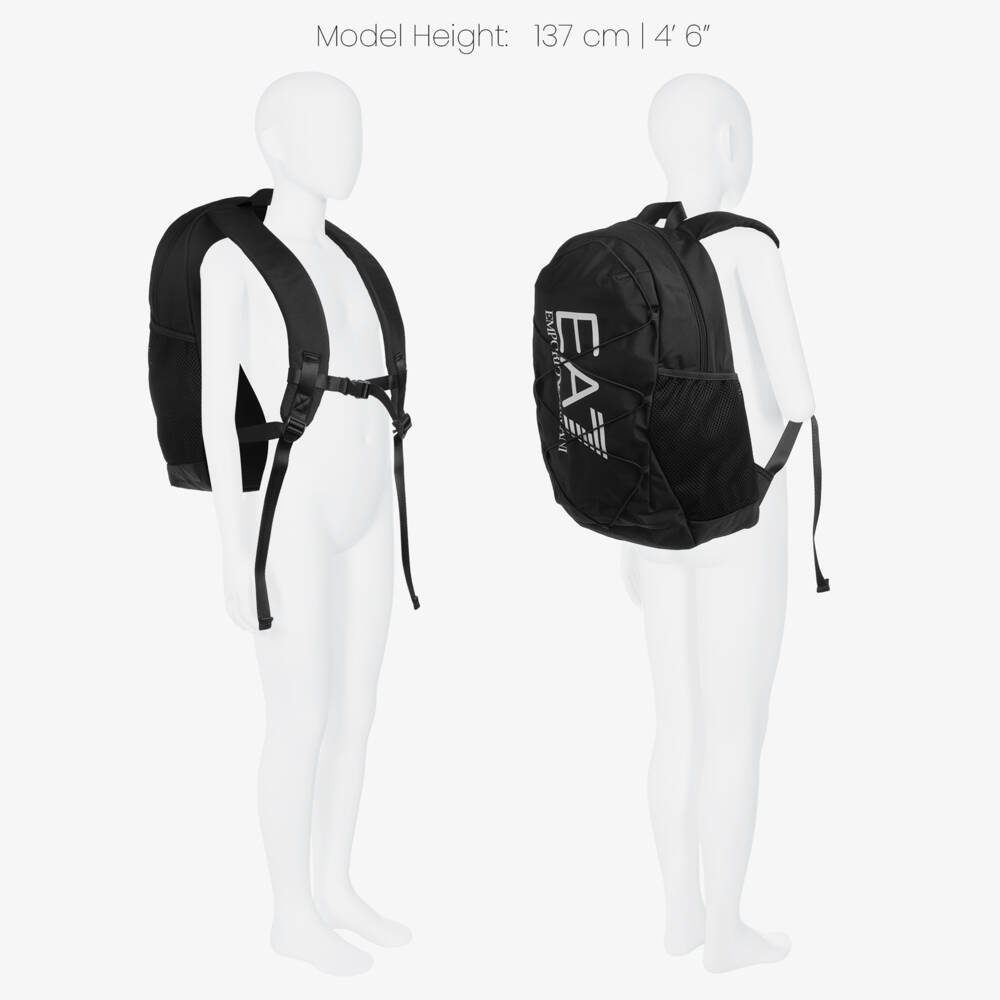 EA7 Emporio Armani-Black Large EA7 Logo Backpack (44cm) | Childrensalon