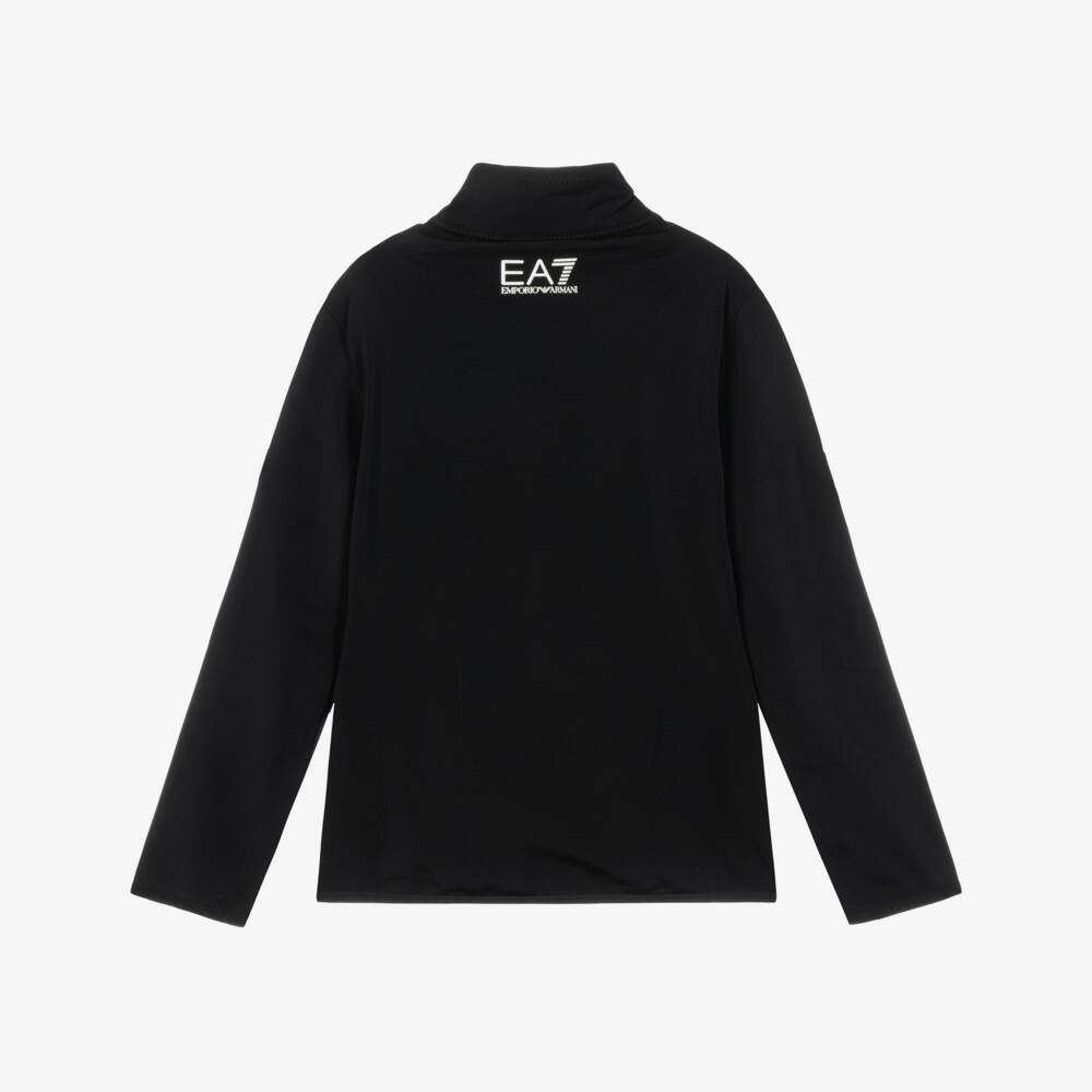 EA7 Emporio Armani-Black Powerstretch Base Layer Top with Half-Zip | Childrensalon