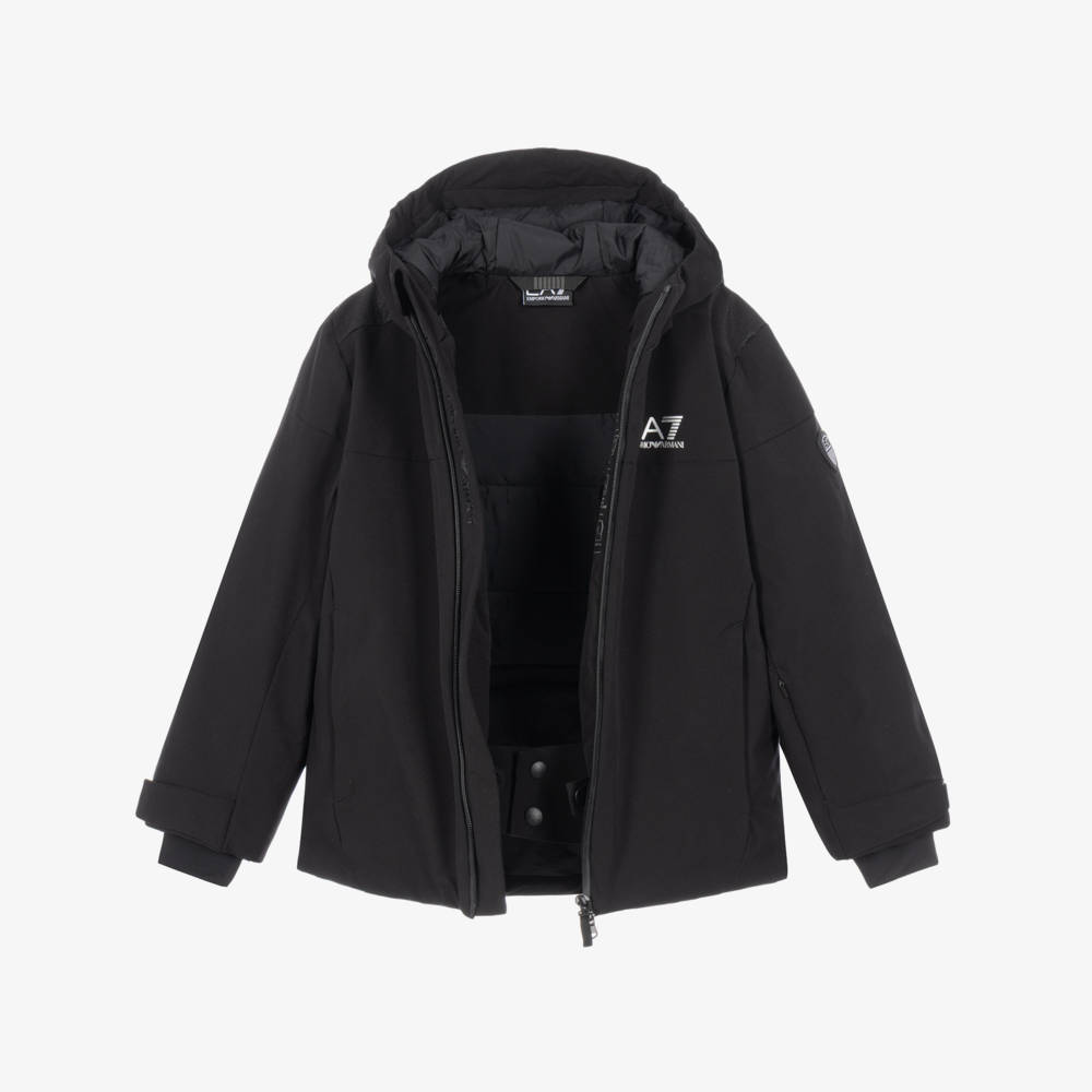 EA7 Emporio Armani-Black Technical Ski Jacket | Childrensalon