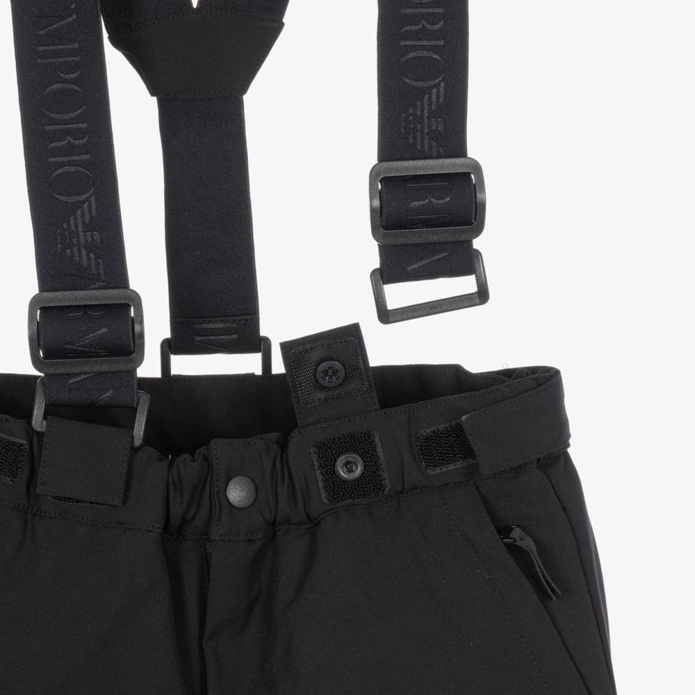 EA7 Emporio Armani-Black Technical Ski Trousers | Childrensalon