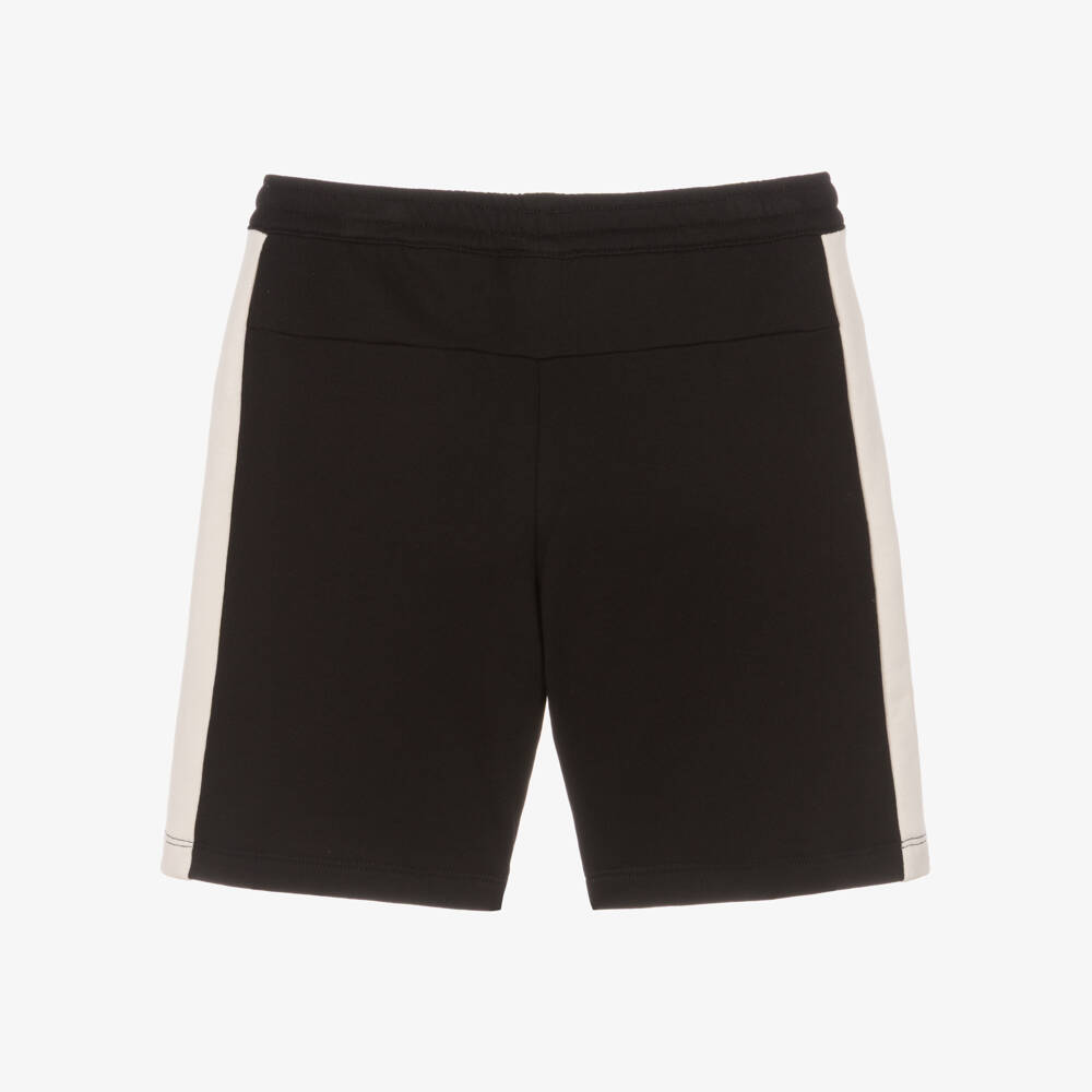 EA7 Emporio Armani-Boy Black & Ivory Cotton Jersey Shorts | Childrensalon