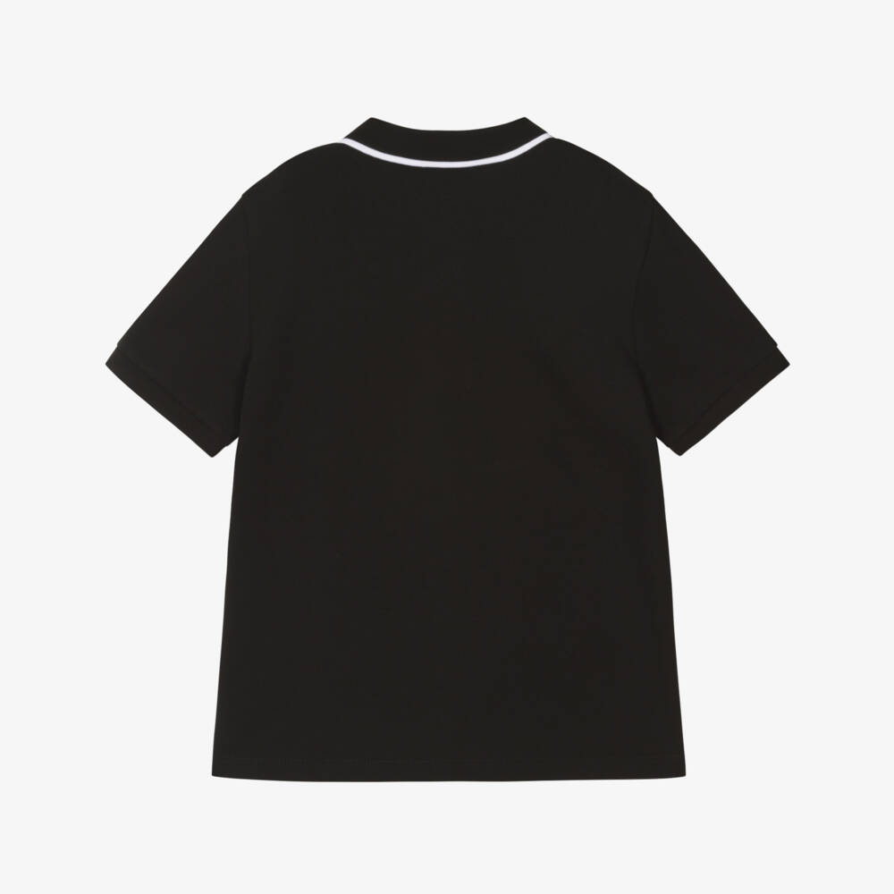 EA7 Emporio Armani-Boys Black Cotton Piqué Polo Shirt  | Childrensalon