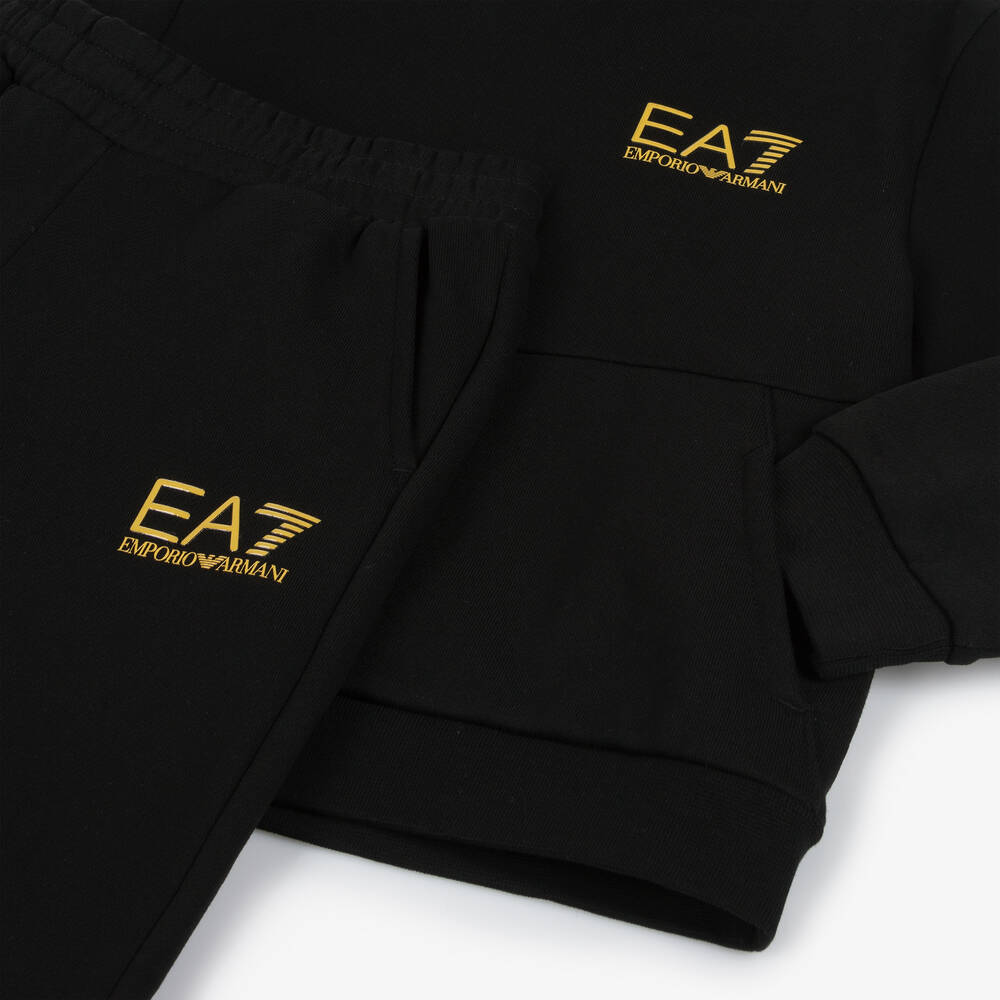 EA7 Emporio Armani-بدلة رياضية قطن لون أسود للأولاد | Childrensalon