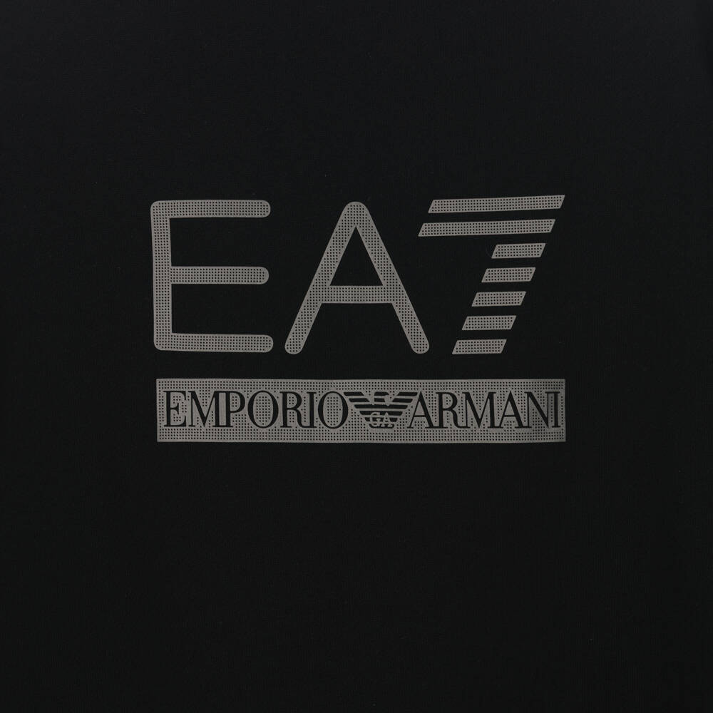 EA7 Emporio Armani-Boys Black Crew Neck Sweatshirt with EA7 Logo | Childrensalon
