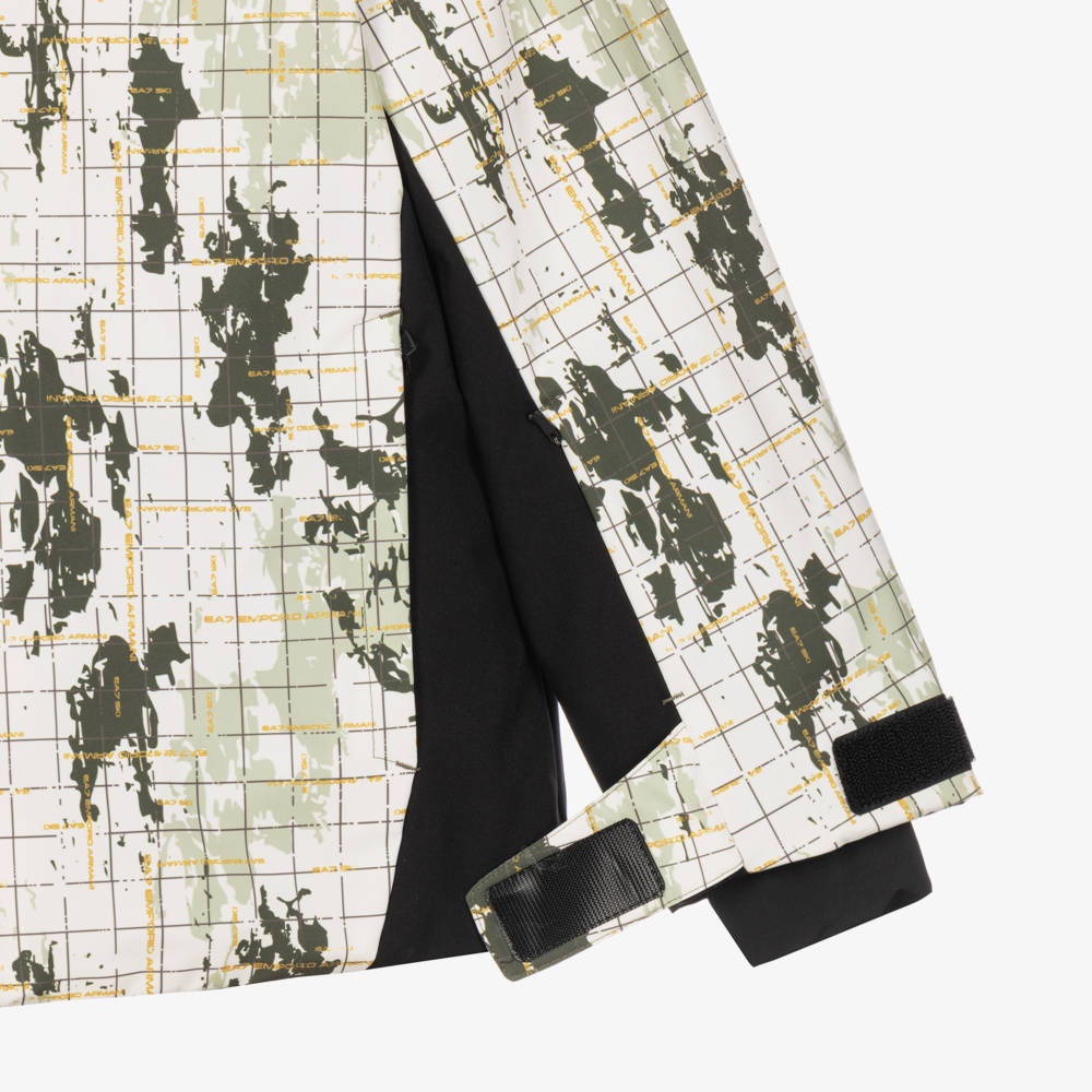 EA7 Emporio Armani-Boys Black & Green Camouflage Logo Technical Ski Jacket | Childrensalon