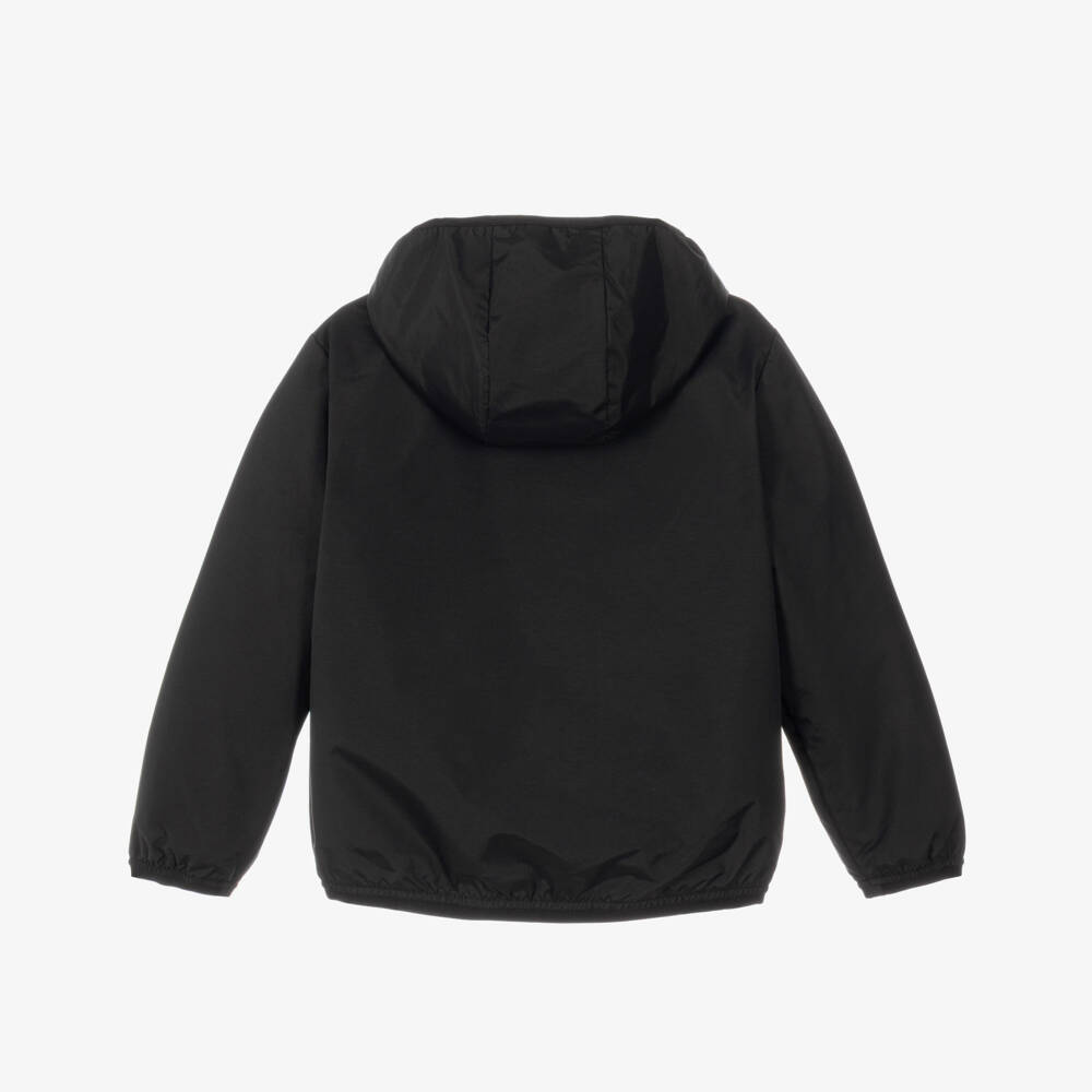 EA7 Emporio Armani-Boys Black Hooded Zip-Up Jacket | Childrensalon