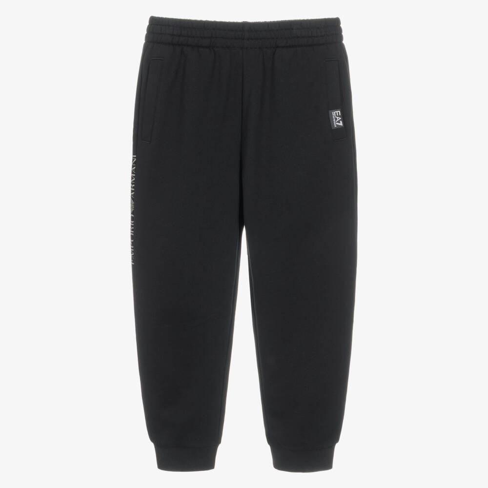 EA7 Emporio Armani-Boys Black Jersey EA7 Joggers  | Childrensalon