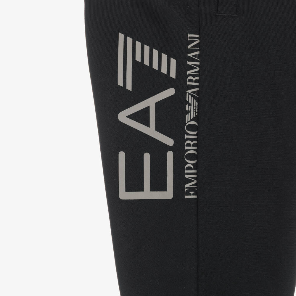 EA7 Emporio Armani-Boys Black Jersey EA7 Joggers | Childrensalon
