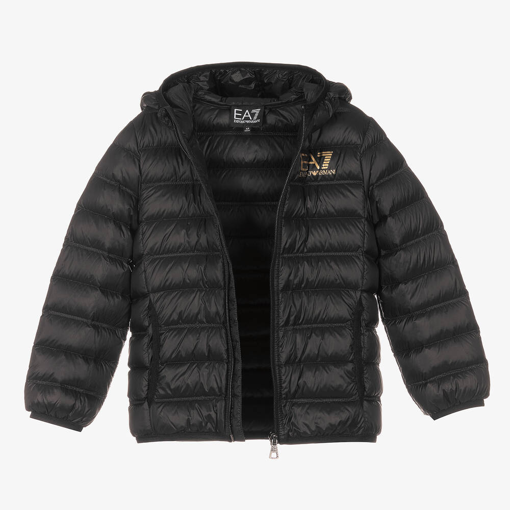 EA7 Emporio Armani-Boys Black Packable Puffer Jacket | Childrensalon