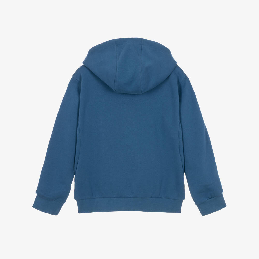 EA7 Emporio Armani-Boys Blue Brushback Jersey Zip-Up Hoodie | Childrensalon