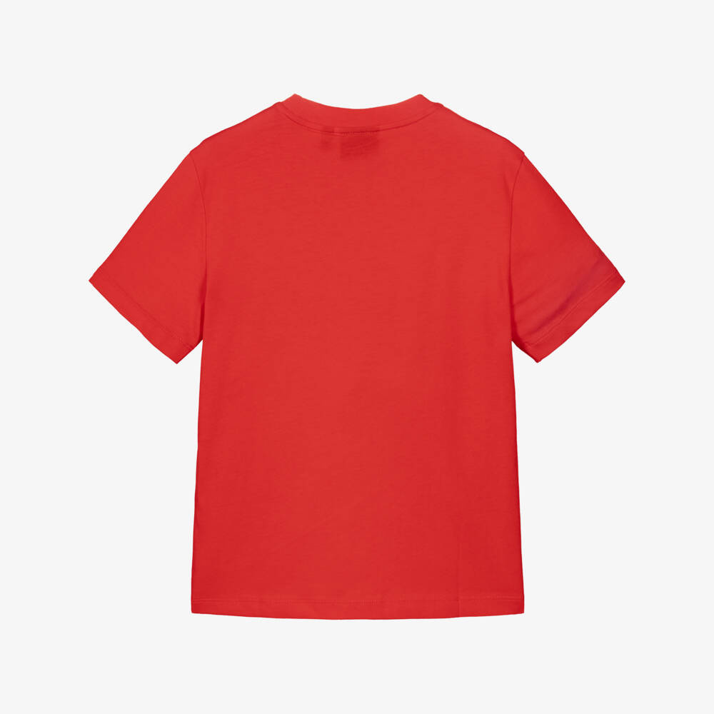 EA7 Emporio Armani-Boys Bright Red EA7 Logo Cotton T-Shirt | Childrensalon