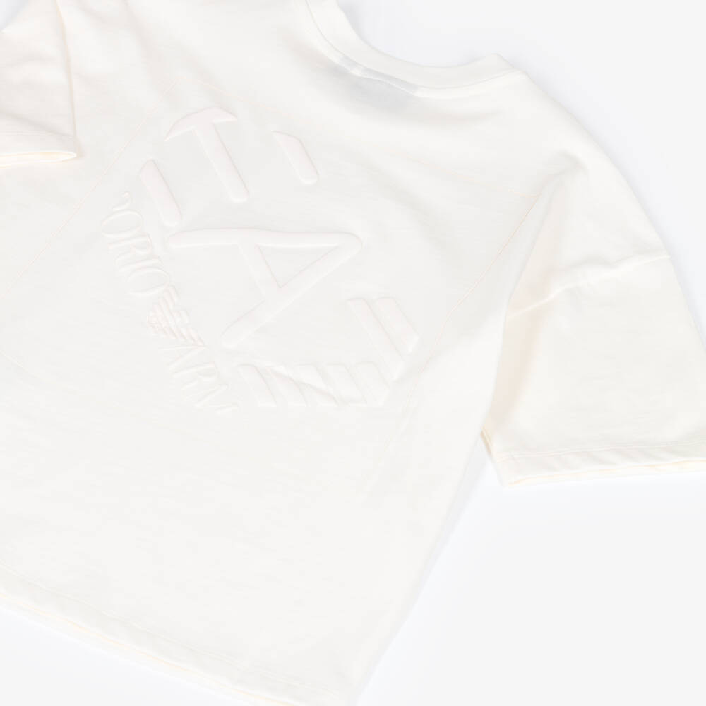 EA7 Emporio Armani-Футболка кремовая из хлопкового трикотажа для мальчиков | Childrensalon