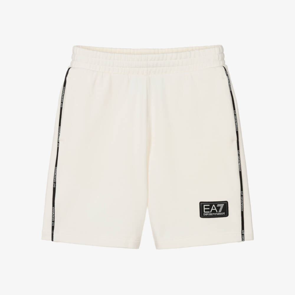 EA7 Emporio Armani-Boys Ivory Cotton Jersey Shorts | Childrensalon