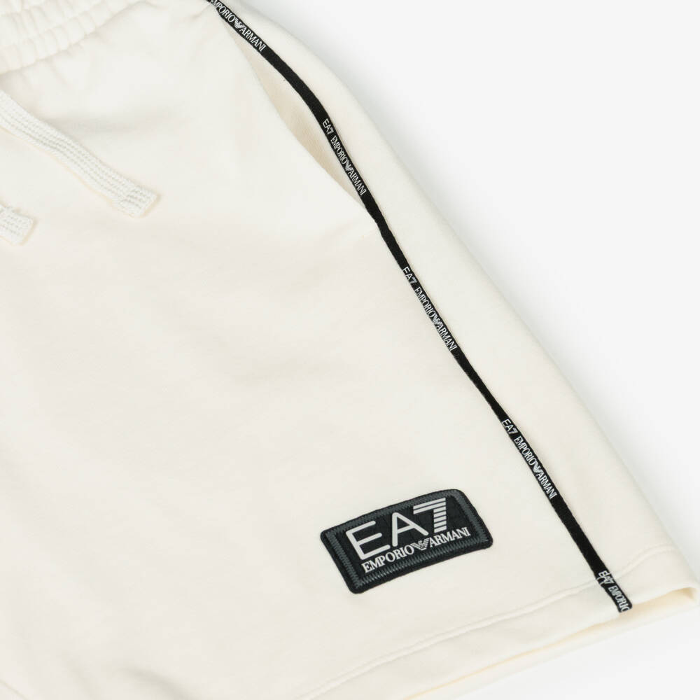 EA7 Emporio Armani-شورت قطن جيرسي لون عاجي للأولاد | Childrensalon
