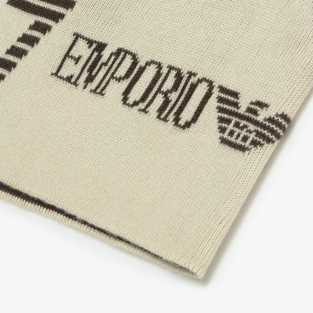 EA7 Emporio Armani-Boys Ivory Knitted EA7 Beanie | Childrensalon