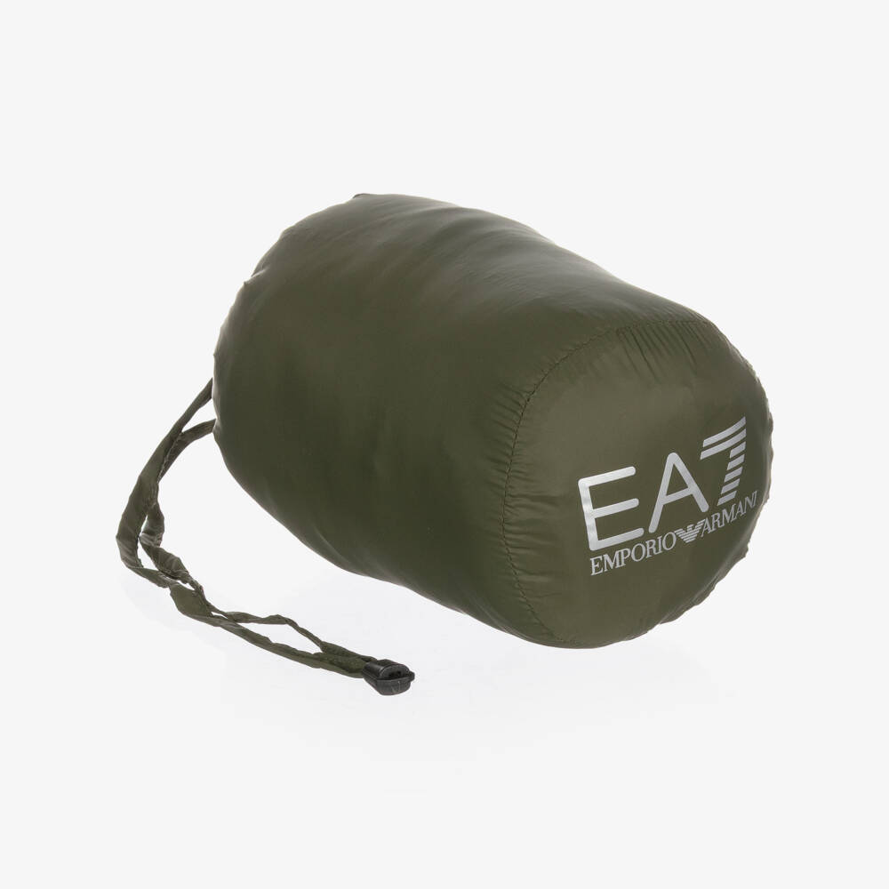 EA7 Emporio Armani-Boys Khaki Green Packable Puffer Jacket | Childrensalon