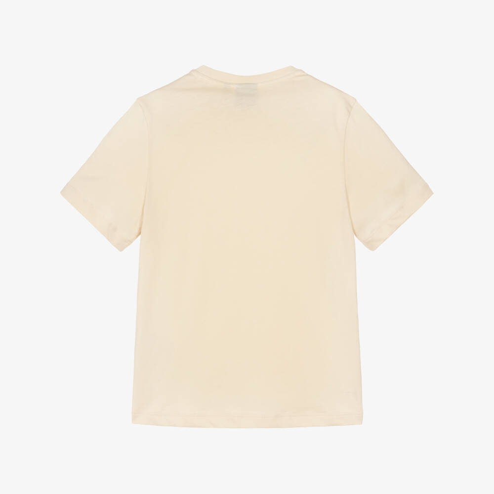 EA7 Emporio Armani-Boys Pale Beige EA7 Logo Cotton T-Shirt | Childrensalon