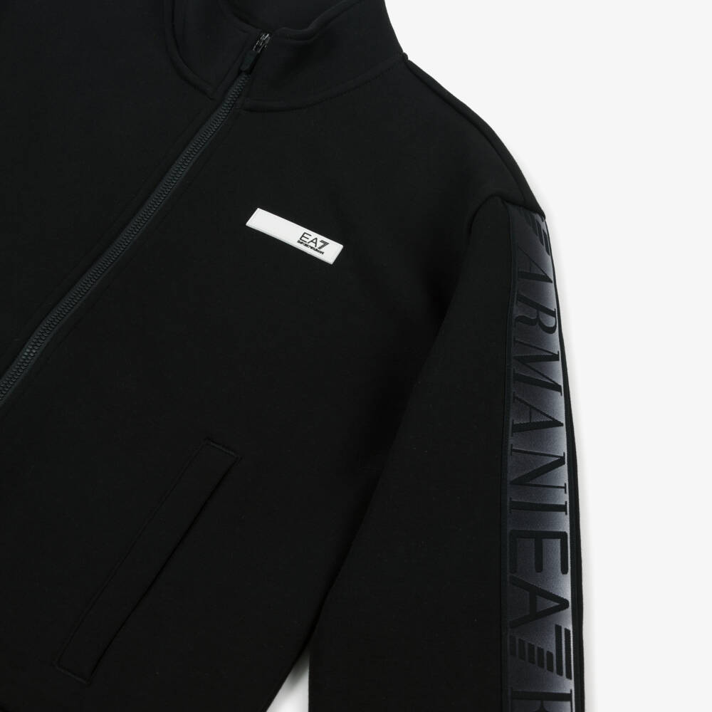 EA7 Emporio Armani-سويتشيرت بسحاب قطن لون أسود للبنات  | Childrensalon