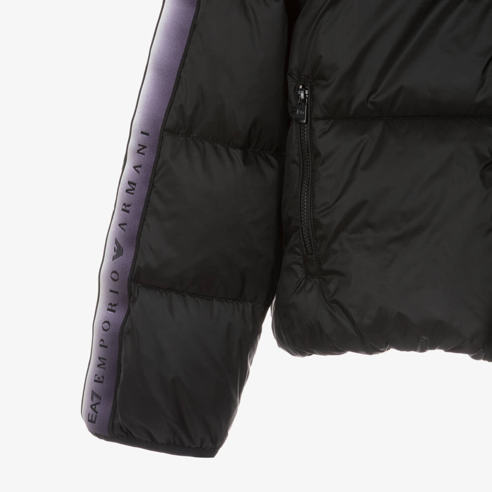 EA7 Emporio Armani-Girls Black Natural Ventus7 Puffer Jacket | Childrensalon