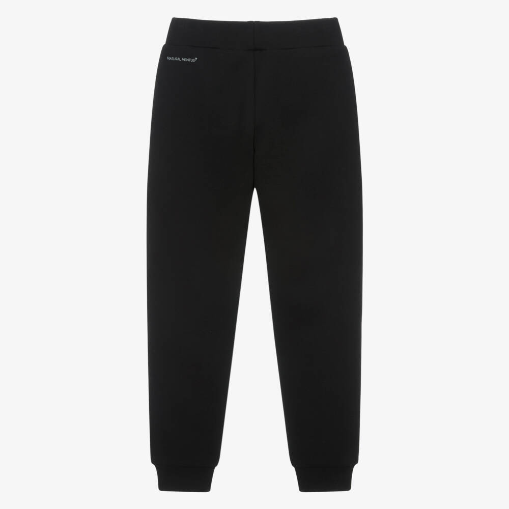 EA7 Emporio Armani-Girls Black Ventus7 Joggers with Logo Taping | Childrensalon