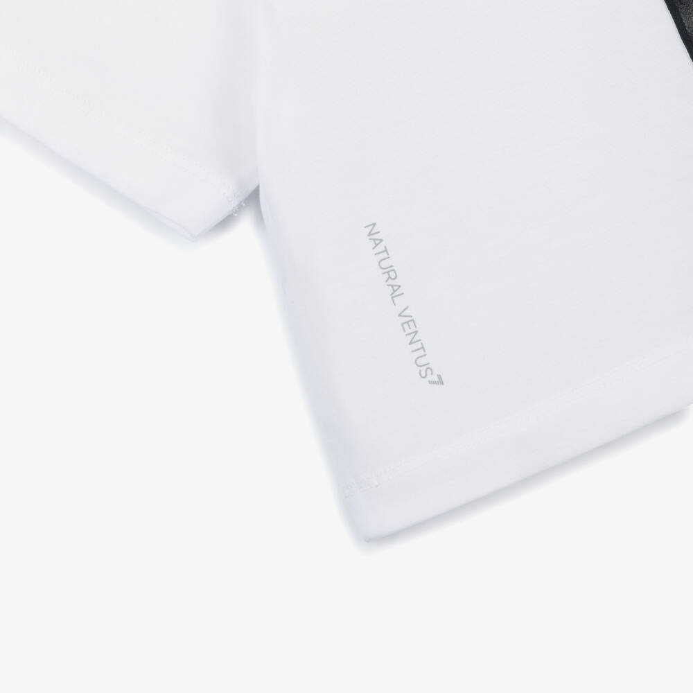 EA7 Emporio Armani-Футболка белая из трикотажа с черным логотипом для девочек | Childrensalon