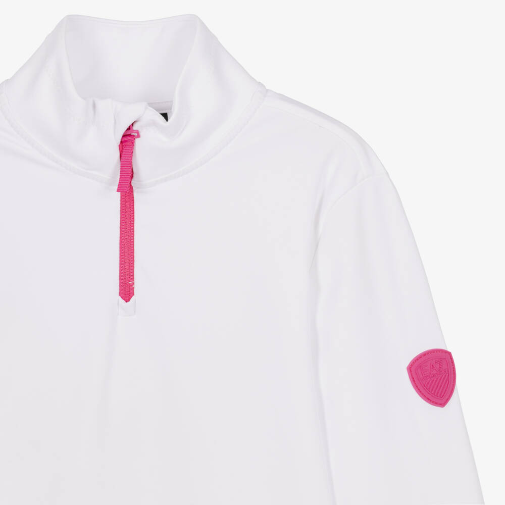 EA7 Emporio Armani-White Powerstretch Base Layer Top with Half-Zip | Childrensalon