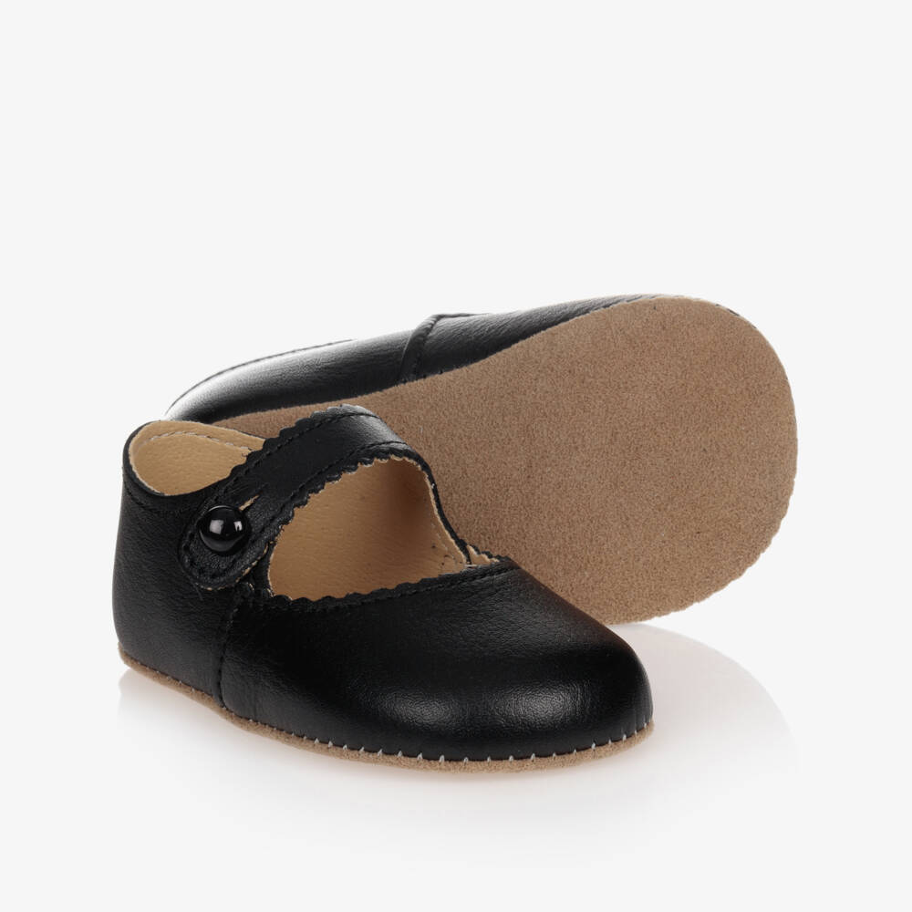 Early Days-Baby Girls Black Leather Pre-Walker Shoes | Childrensalon
