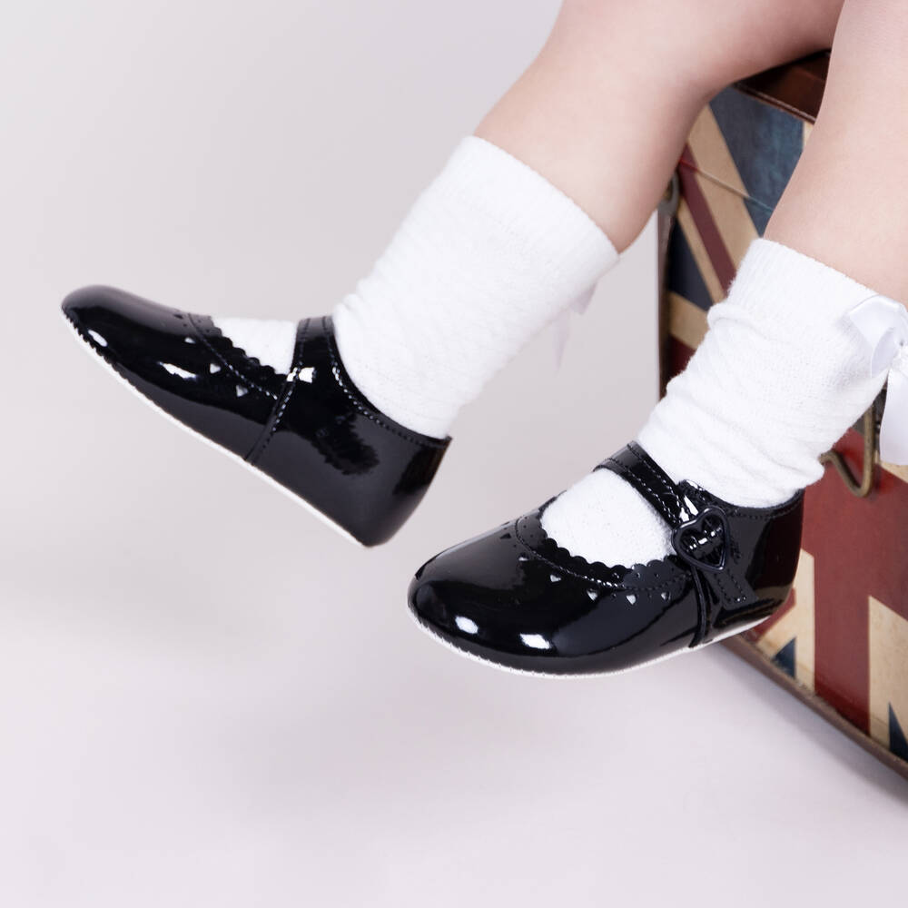 Early Days-Baby Girls Black Patent Pre-Walker Shoes | Childrensalon