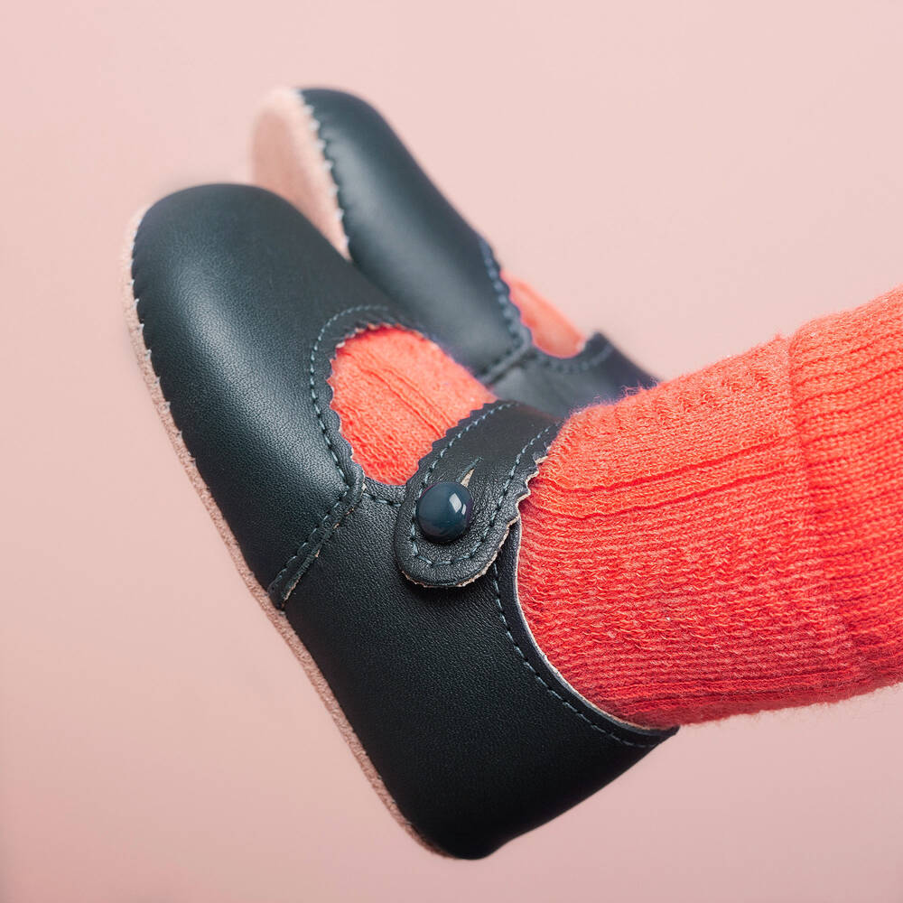 Early Days-Baby Girls Blue Leather Pre-Walker Shoes | Childrensalon
