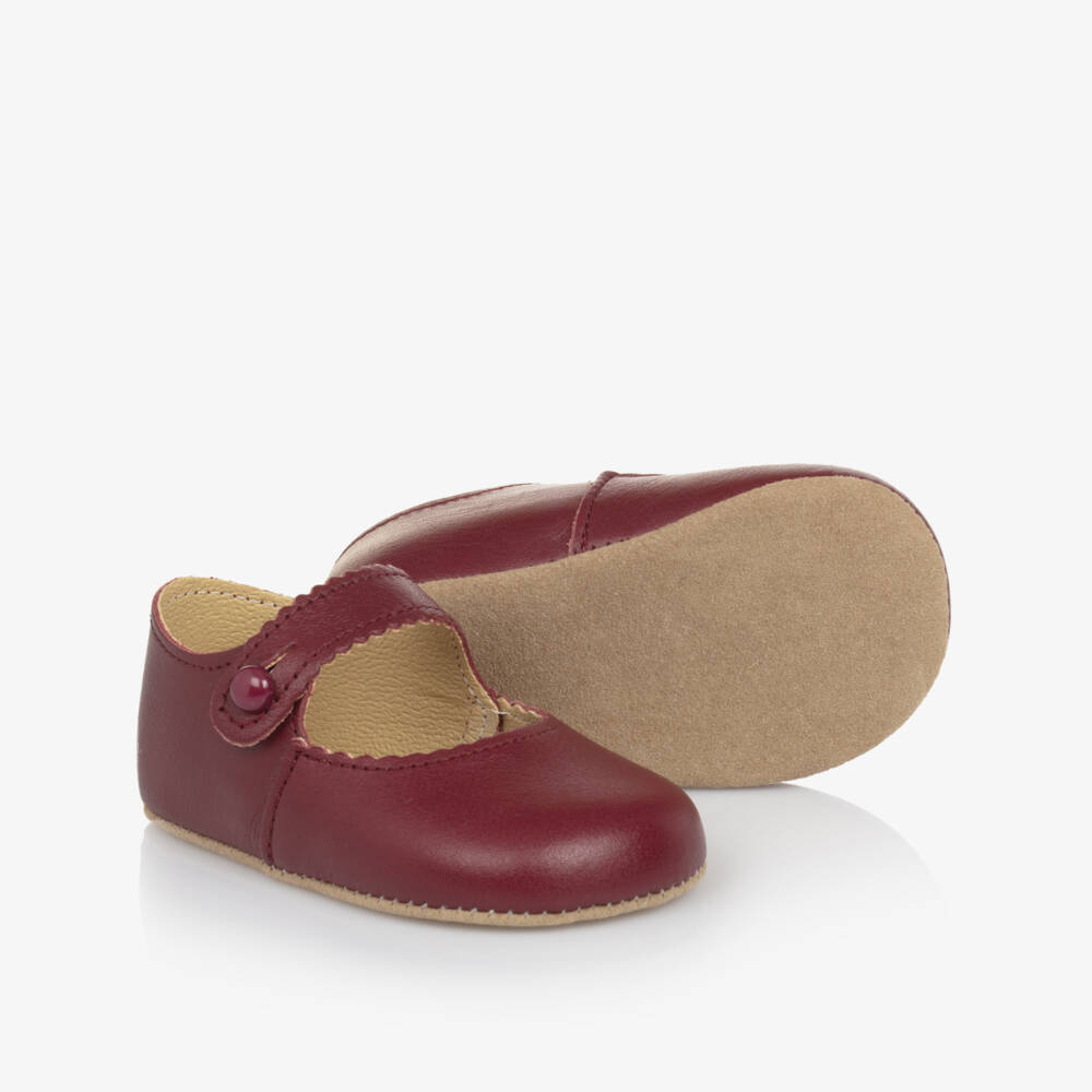 Early Days-Baby Girls Burgundy Red Leather Pre Walkers | Childrensalon