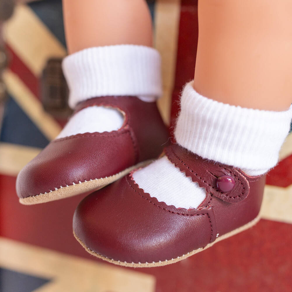 Early Days-Baby Girls Burgundy Red Leather Pre Walkers | Childrensalon