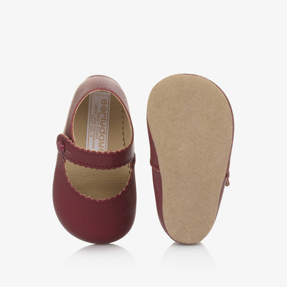 Early Days-Baby Girls Burgundy Red Leather Pre Walkers | Childrensalon