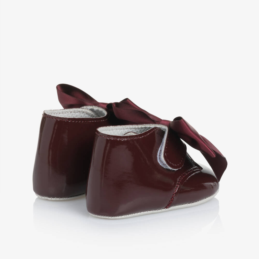 Early Days-Baby Girls Burgundy Red Patent Pre-Walker Boots with Satin Bow | Childrensalon