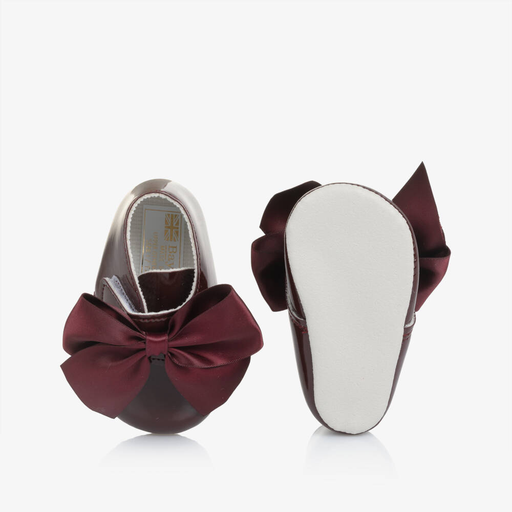 Early Days-Baby Girls Burgundy Red Patent Pre-Walker Boots with Satin Bow | Childrensalon