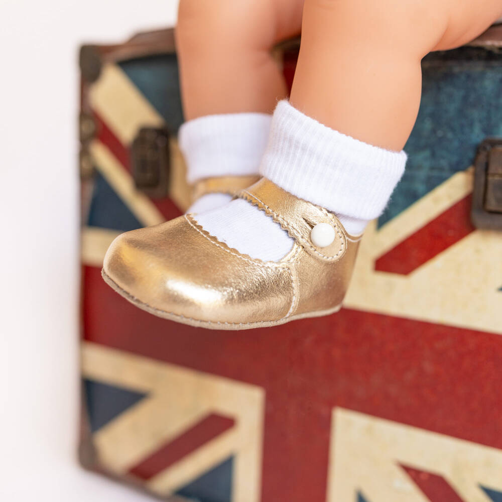 Early Days-Baby Girls Gold Leather Pre Walkers | Childrensalon