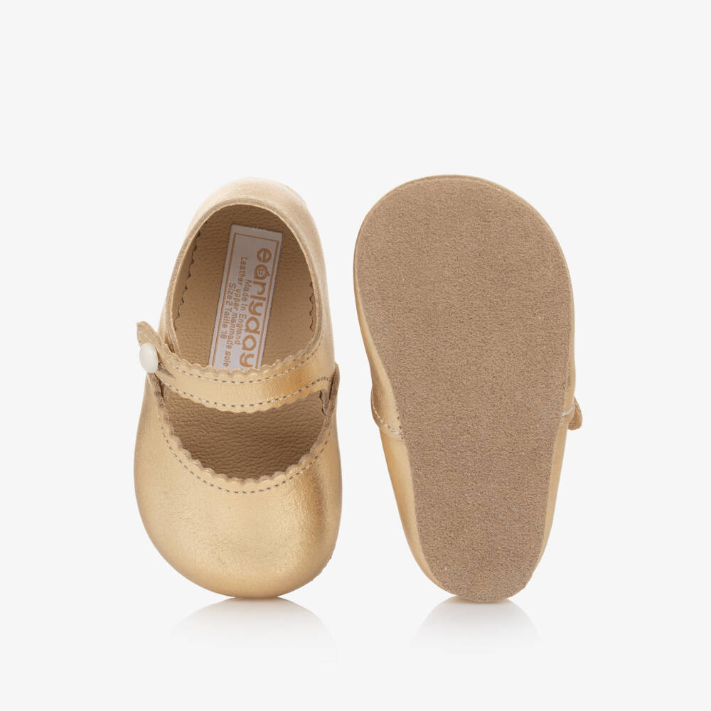 Early Days-Baby Girls Gold Leather Pre Walkers | Childrensalon