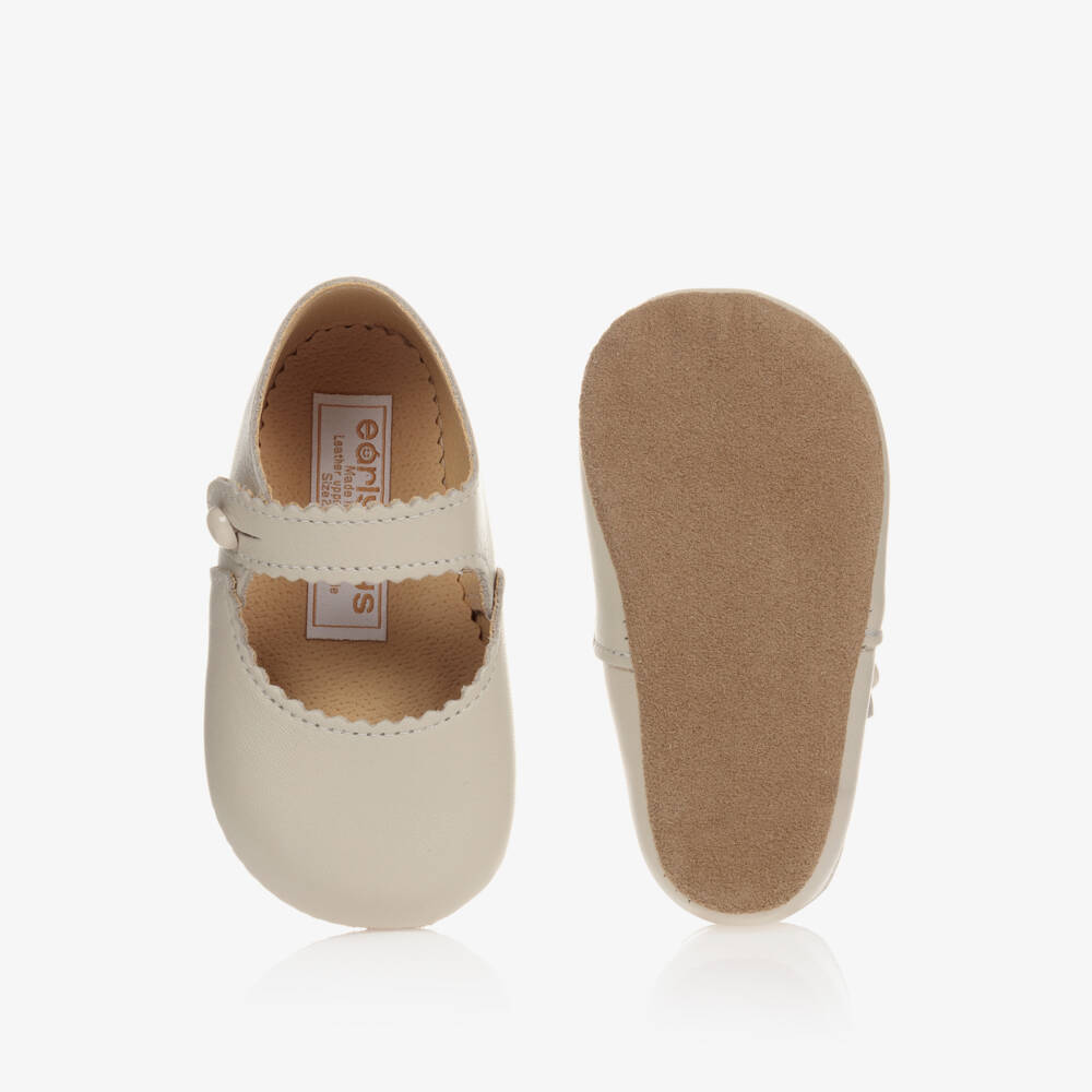 Early Days-Baby Girls Ivory Leather Traditional Pre-Walker Shoes | Childrensalon
