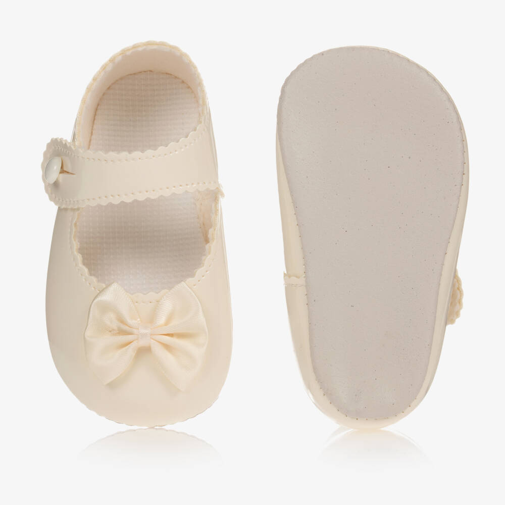 Early Days Baypods-Baby Girls Ivory Patent Faux Leather Pre-Walker Shoes | Childrensalon