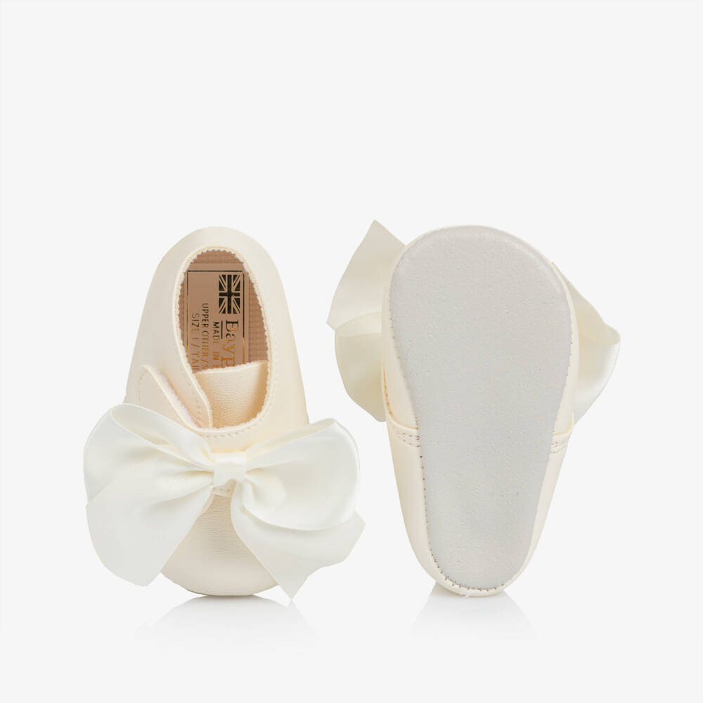 Early Days-Baby Girls Ivory Patent Pre-Walker Boots with Satin Bow | Childrensalon