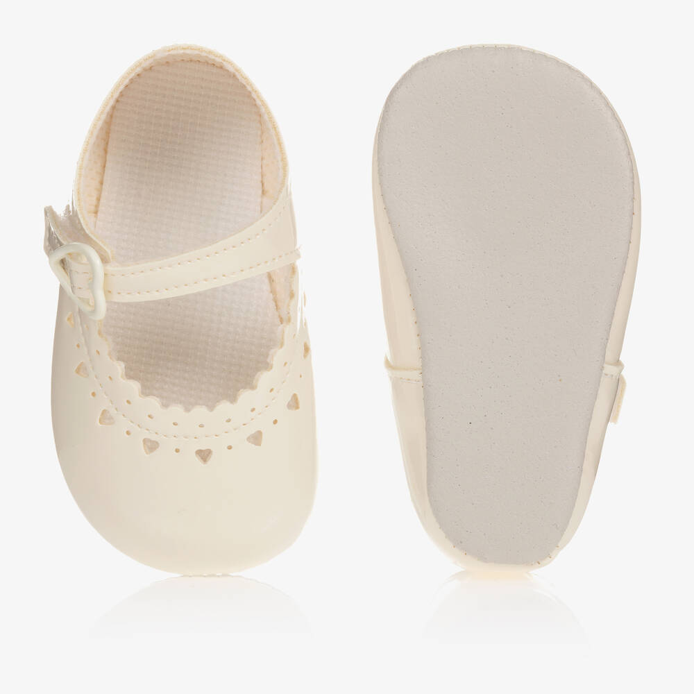 Early Days-Baby Girls Ivory Patent Pre-Walker Shoes | Childrensalon