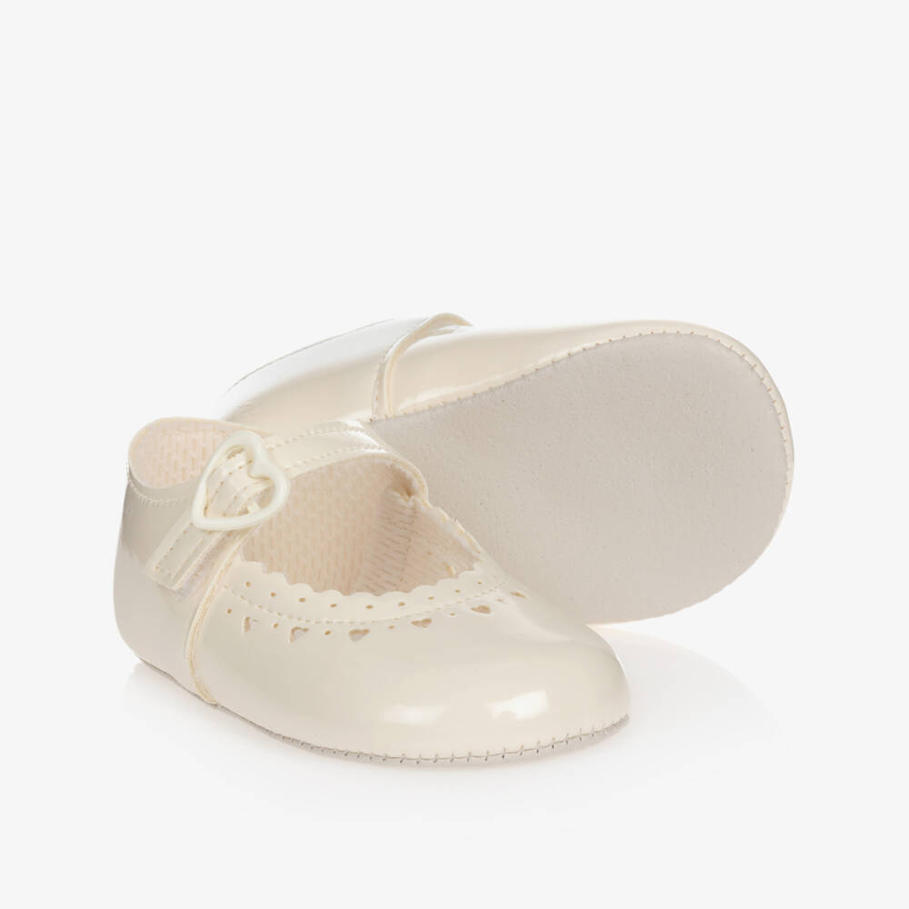 Early Days-Baby Girls Ivory Patent Pre-Walker Shoes | Childrensalon