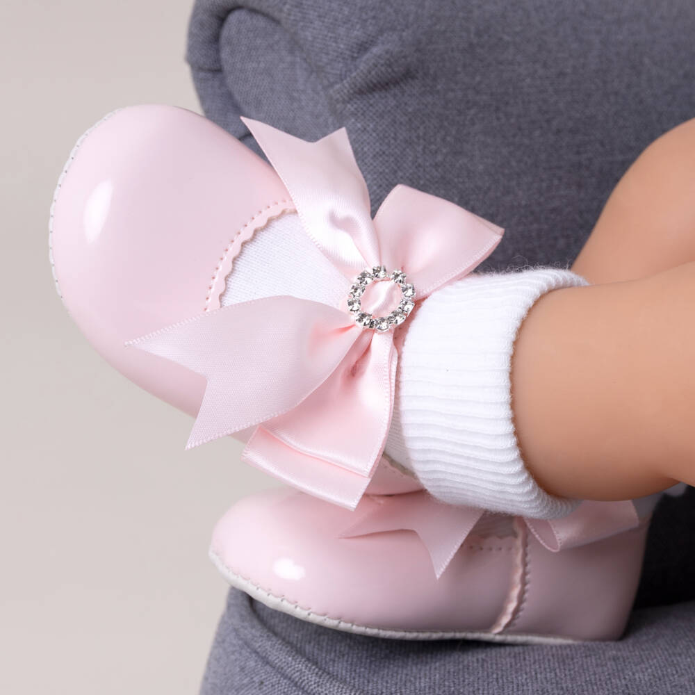 Early Days-Baby Girls Pink Patent Pre-Walker Shoes with Bow | Childrensalon