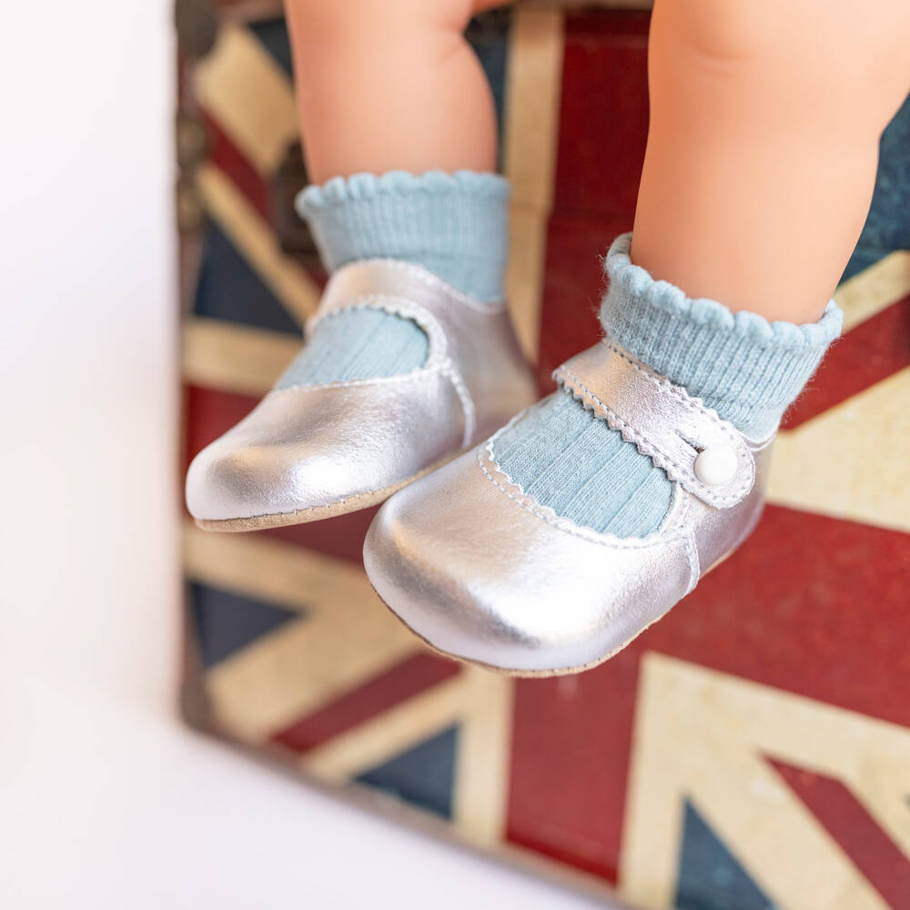 Early Days-Baby Girls Silver Leather Pre Walkers | Childrensalon