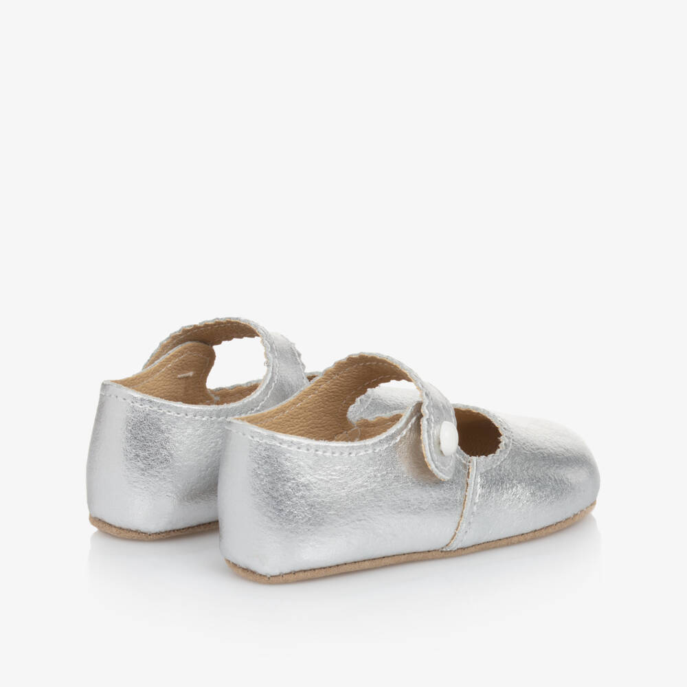 Early Days-Baby Girls Silver Leather Pre Walkers | Childrensalon