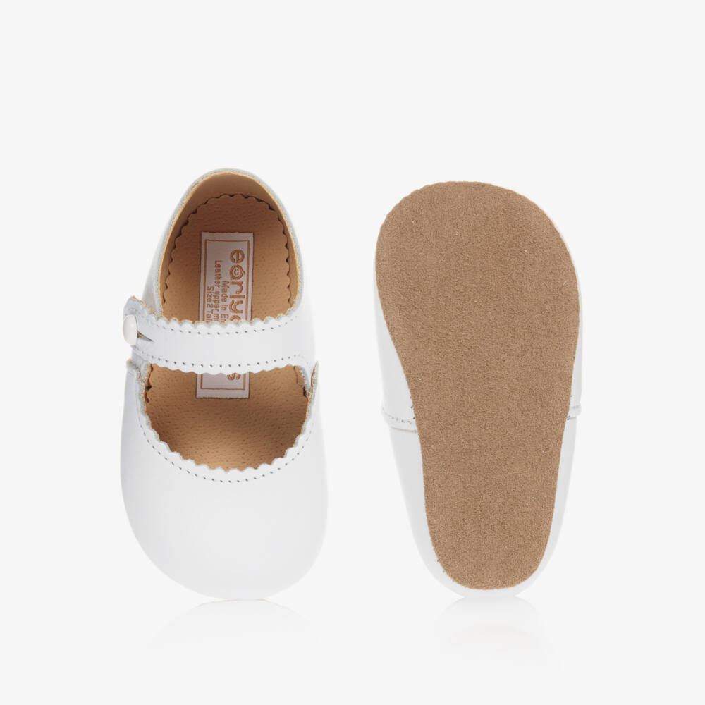 Early Days-Baby Girls White Leather Pre-Walker Shoes | Childrensalon