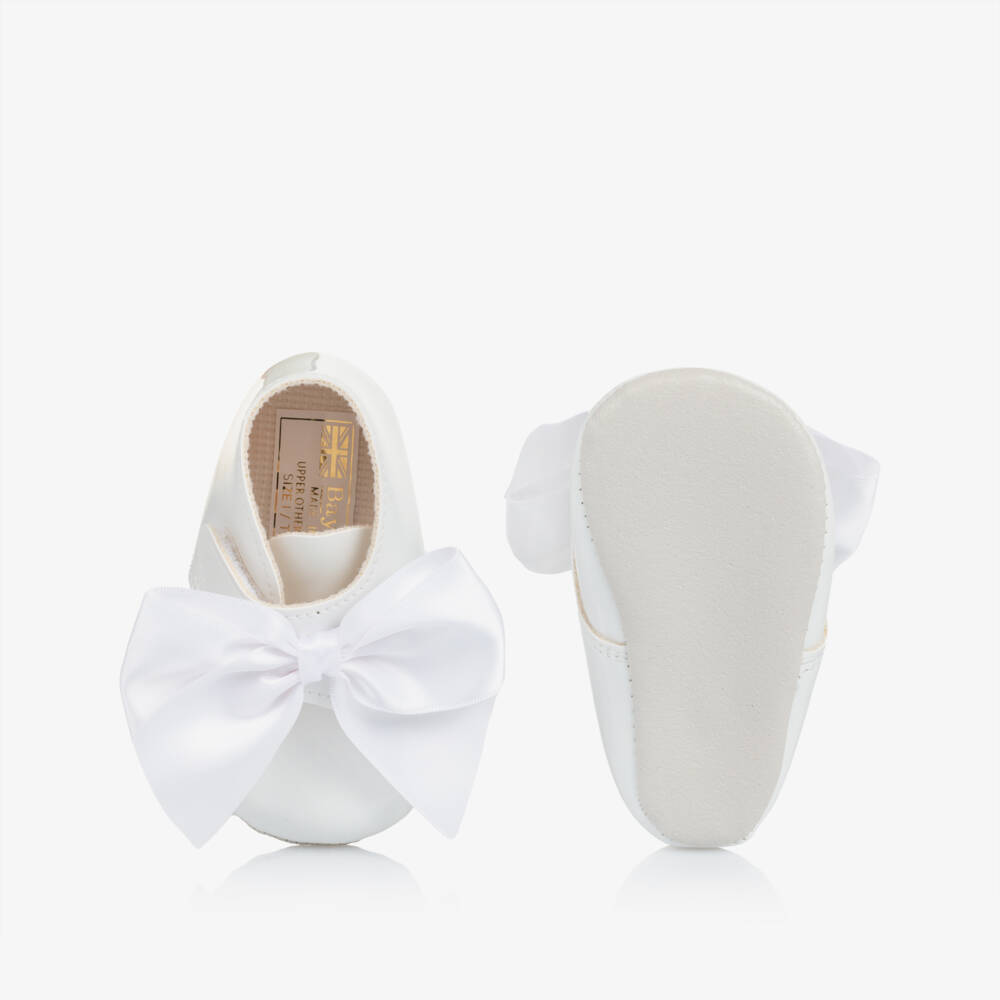 Early Days-Baby Girls White Patent Pre-Walker Boots with Satin Bow | Childrensalon